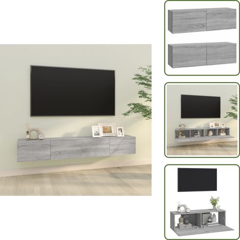 Meubles TV muraux 2pcs sonoma gris 100x30x30 cm bois ingénierie - Meuble Tv Mural - Armoire Tv Murale - Support Tv - Unité Tv - Rangement Tv