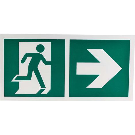 Symbole d'évacuation d'urgence RS PRO, Sortie de secours à droite, Plastique ( Prix pour 1 )