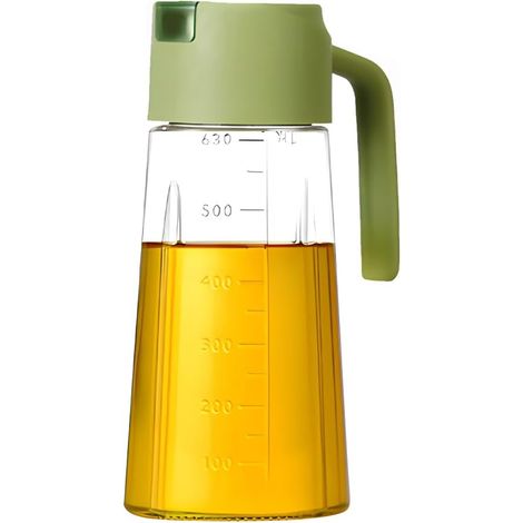 2-delige Groene 630ml Automático Omklapbare Oliefles, Anti-rutschandgreep, Voor Olijfolie, Sojasaus y Azijn