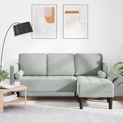 Ecksofa L-Form 4-Sitzer wasserdicht hellgrau Samt 173x131cm modern (1/5)