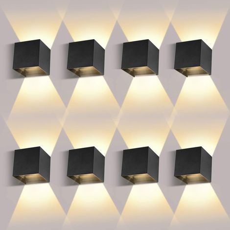 8 Pack LED Innen-/Außenwandleuchte 12W LED Wandleuchten 3000K Außenwandleuchte Verstellbarer Abstrahlwinkel Wandleuchte Wasserdicht IP65 Innenwandleuchte