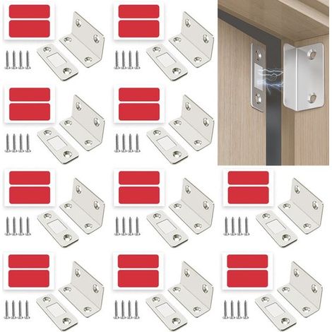 Set di 10 chiusure magnetiche per porte, magneti per porte, magneti per serrature di ante di armadi, chiusure per cassetti, autoadesive (1/5)