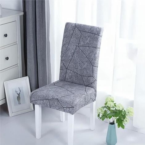 4PCS Housse de Chaise-Universel Extensible Imprimé Couverture de Chaise-Amovible Lavable Revêtement de Chaisepour Decor (1/4)