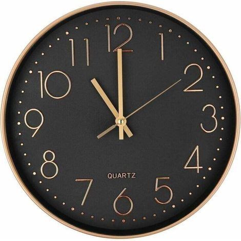 Horloge Murale Moderne Silencieuse à Quartz 25cm,Chiffres Surdimensionnés Ronde Murale Horloge(Or Rose) (1/4)