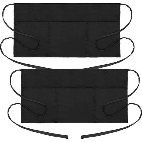 Tabliers de serveuse à poches, tabliers de serveur/serveuse à taille pour femmes et hommes, noirs (1/4)