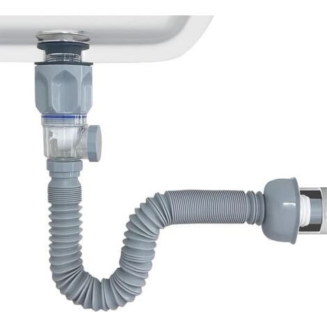 Ensemble de drain de lavabo de salle de bain, flexible et extensible, pour trous de drainage de 3 à 3.2cm avec anti-obstruction intégré,Gray (1/5)