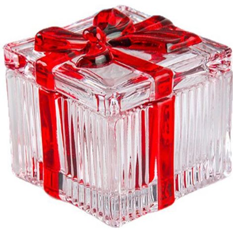 Boîte à bijoux carrée en verre avec couvercle, style vintage, idéale pour ranger bagues, boucles d'oreilles et autres petits objets. Pot décoratif pour femmes et filles, avec nœud rouge. (1/5)