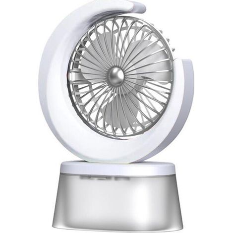 Ventilateur LED Alimenté par Batterie, Ventilateur Silencieux, Humidificateur Portable avec Réservoir de 600 Ml, 3 Vitesses Réglables, Rechargeable (1/4)