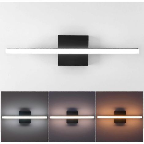 24 Zoll lange schwarze Badezimmer-Lichtleiste für den Spiegel, moderne LED-Leuchte, einstellbare Farbtemperatur, IP44
