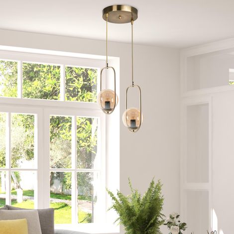 Lustre scandinave Glam - Hauteur 70 cm - Diamètre 25 cm - 100% métal - Finition cuivre - Culot E27 - Peinture séchée au four - Éclairage élégant pour les espaces modernes (1/4)