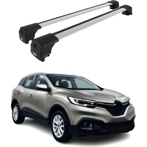 OMAC Aluminium Dachträger Querträger für Renault Kadjar 2015-2022 – City Crash – ISO/PAS 11154:2006 – Abschließbar – Max. 75 kg – 2 Stangen Silber (1/5)