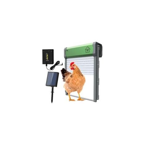 Porte Automatique Poulailler Solaire, Etanche avec Capteur De LumièRe, Minuterie du Soir Et du Matin, Aluminium, pour Un Elevage De Poulets SéCurisé (1/5)