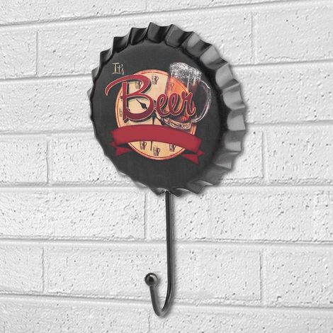 Décoration murale vintage en fer - Poster signe "Bottle Cap Hook" style N - 17x10.5cm - 1 pièce - Salle de bar / café (1/5)