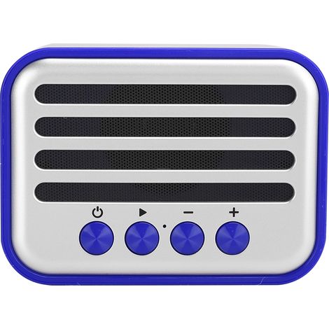 Enceinte audio portable vintage sans fil Bluetooth légère et compacte, mini caisson de basses, bleue (1/5)