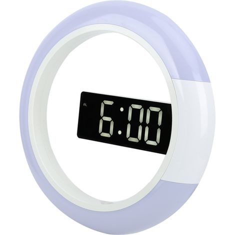 Horloge murale LED moderne et innovante avec alarme, affichage de la température et fonction lumineuse (blanche) (1/5)