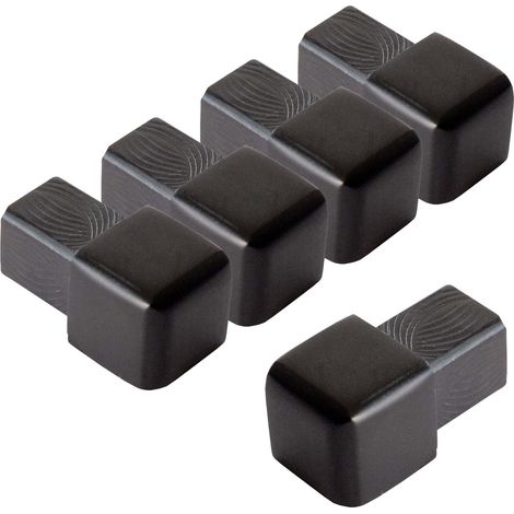 Dalsys Embout pour rail de carrelage, profilé carré en aluminium (anodisé), profilé de carrelage - Noir 10mm, 5 pièces