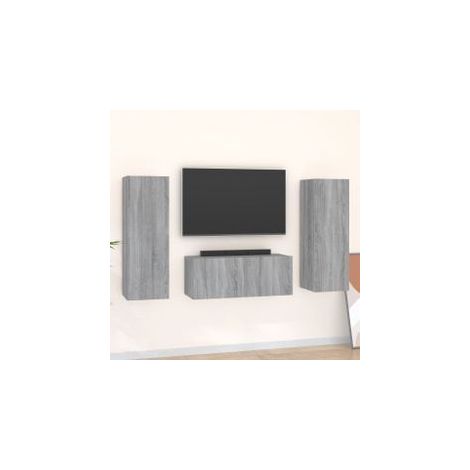 Ensemble de meubles TV 3 pcs Sonoma gris Bois d'ingénierie (1/5)