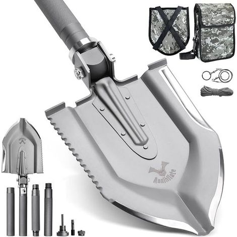 Folding Shovel, Carbon Steel Camping Shovel, Portable Folding Shovel for Camping, Hiking, Garden, Outdoor (1/4)