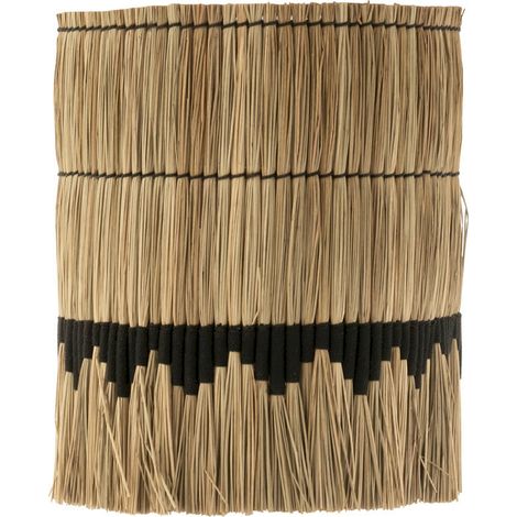 Abat-jour en rotin motifs herbes naturel et noir élégant - Naturel et noir