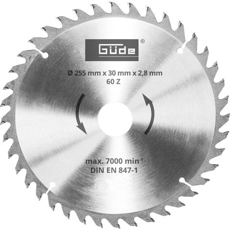 Güde Holzsägeblatt HM 255x30x60Z Hartmetall Wippsägeblatt Kreissägeblatt (1/3)