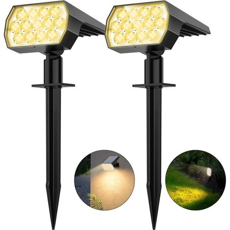 Projecteur solaire de Noël - Idéal pour les jardins, allées, cours, piscines, terrasses, etc. - Lot de 2, lumière chaude