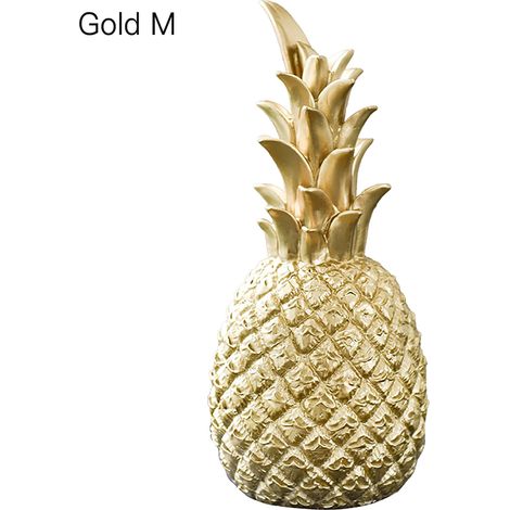 Wohnaccessoires - Ananas-Statue aus Kunstharz - Realistische, ananasförmige Schreibtischdekoration (Gold) (1/5)
