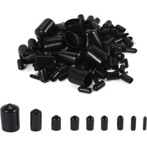 160 Capuchons de Protection en Caoutchouc Souple pour Filetage de Vis Assortis en 9 Tailles Rondes (1/4)