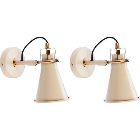 Set di 2 lampade da parete in metallo con paralumi regolabili Industrial Beige Moyola (1/5)