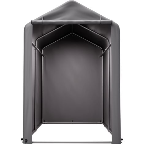 Garage à vélo 187 x 100 x 160 cm, cadre en acier noir thermolaqué, tente résistante aux intempéries avec bâche PE gris foncé pour vélo et outils de jardin – idéal pour balcon, terrasse et cour (1/5)
