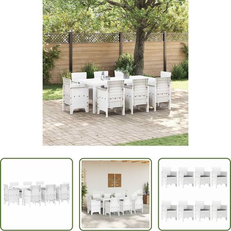 Garten Tisch - Garten Essgruppe 9 pcs Weiß Polypropylen (1/5)
