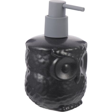 Black Ceramic Liquid Soap Dispenser and Pressure Pump 440ml with Cartoon Owl Design, Wide Opening for Home and Hotel (1/5)