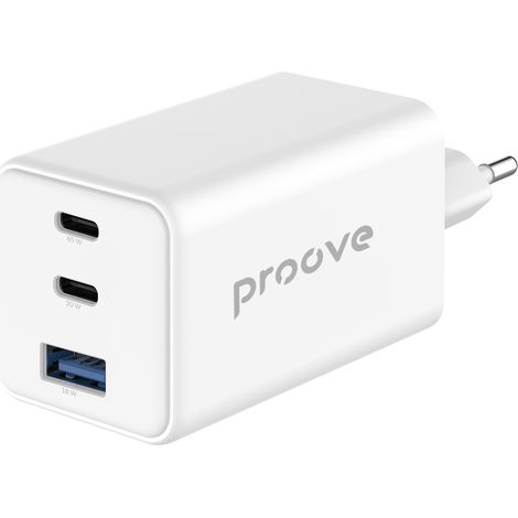Proove Pocket GaN 65W weißes Ladegerät (2Type-C + USB) Schnelles Netzwerk (1/5)