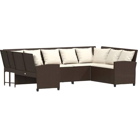 Maison Exclusive - Gartensofa mit Kissen Braun Poly Rattan