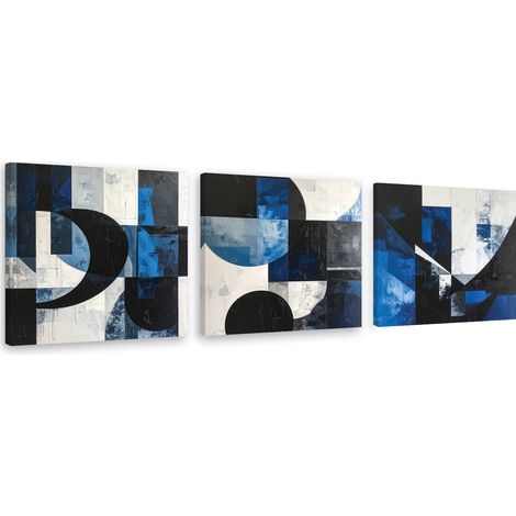 Set de tableaux sur toile Abstraction bleue : figures et formes 3 x 30x30 (1/4)