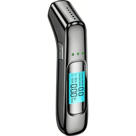 Testeur D Alcool Sans Contact - Ecran LCD Numérique - Rechargeable USB - Surface Métallique - Pour Usage Personnel ou Social - 1 Pièce (1/5)