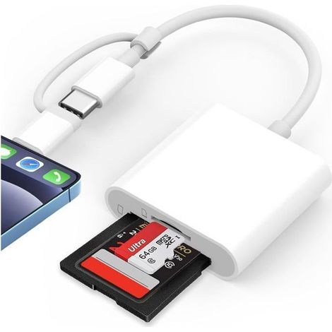 Lecteur De Carte Sd Pour Phone Usb C Lecteur Carte Avec Double Fente Pour Sd/Sd Adaptateur Carte Sd Pour Phone Usb (1/5)