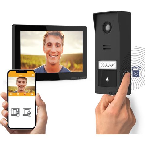 Extel – Visiophone sans fil connecté avec accès par empreinte digitale – Vision nocturne – Installation sans fil – 720337