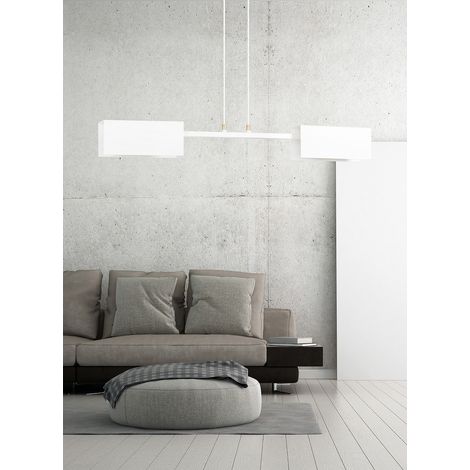Lampadario Minimal Raiden Acciaio Bianco 2 Luci E27 (1/3)