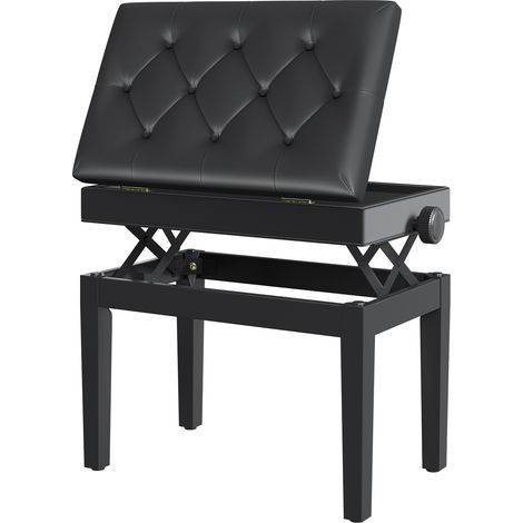 Banco para piano con compartimento y altura regulable 54,5x33x48-58 cm negro MODENUIT (1/5)