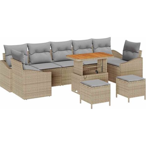 Maison Exclusive - Set Divano da Giardino con cuscino 10 pcs Beige Poly Rattan