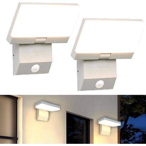2 Pezzi Lampada da Esterno a Sensore da 18W, Applique LED in Alluminio IP65, Uso Interno/Esterno, Lampada da Parete per Portico, 90-265V,Bianco(3000K) (1/5)