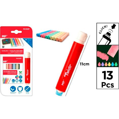 Tiza de 6 colores 12 uds con porta tiza blister