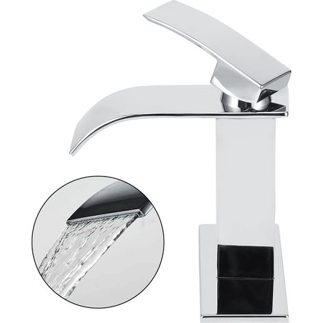 3/8 Standard-Weitauslauf-Einloch-Wasserhahn aus Messing für Warm- und Kaltwasser, Waschbeckenarmatur (1/5)