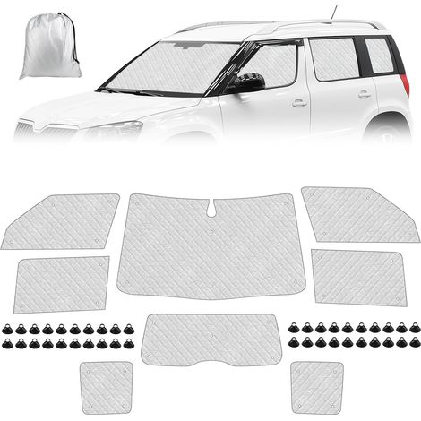 Pare-Soleil pour Pare-Brise de Camping Car Remplacement pour Skoda Yeti 5L 2009-2017, Lot de 8 Pare-Soleil Thermiques Internes avec Sac de Rangement,100% Occultation,Ensemble de 8 pièces (1/5)