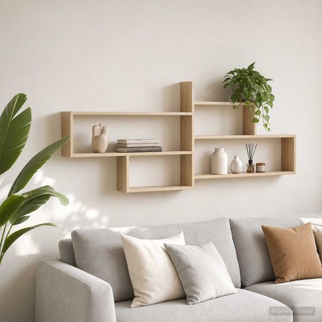 vidaXL Scaffale da parete Rovere Sonoma 168.5 x 17 x 68 cm (1/5)