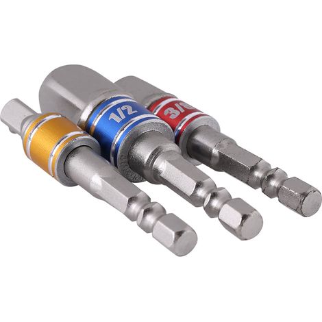 3 embouts tournevis électrique avec adaptateur, queue hexagonale 1/4 pouce, douilles pour visseuse, lot de 3 (1/5)