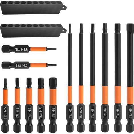 13 Pcs Coffret Embout Visseuse Hex, Tournevis de Precision Long, Embout de Visseuse Aimanté, avec Boîte distributrice, Embouts de Vissage pour Perceuse-Visseuse (13) (1/5)