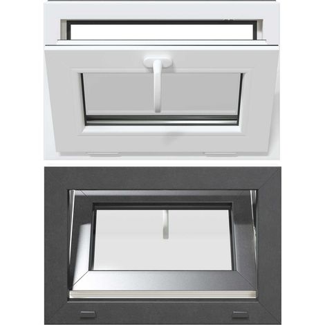 Ventana de sótano RISOR 60 x 40 cm PVC y vidrio Gris antracita vidaXL