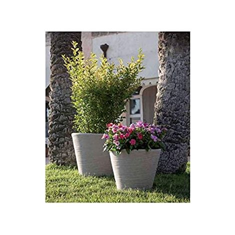 Caspò Campana Vase Shabby Rigata en résine cmha 45 - Couleur : Pearl White - Colore: Bianco Perla