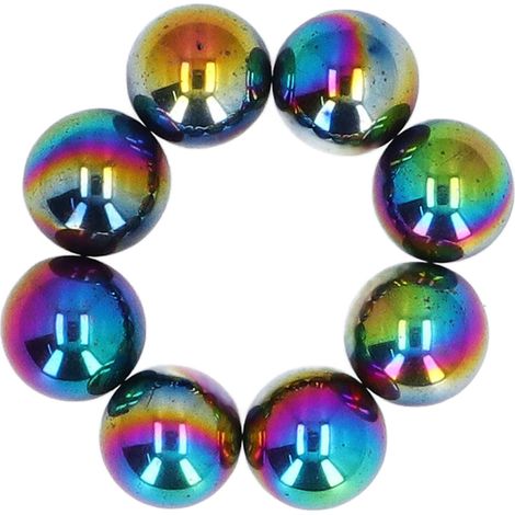 Lot de 10 billes magnétiques de 25 mm de diamètre, aimants aux couleurs de l'arc-en-ciel, jouet amusant et anti-anxiété pour bureau. (1/5)